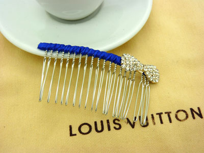 韩版水钻蝴蝶盘发插梳刘海发梳-合金锆石布艺发梳	