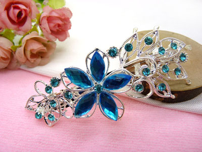 婉馨韩剧同款发饰韩国2015水钻顶夹合金盘发头饰水晶发夹弹簧夹