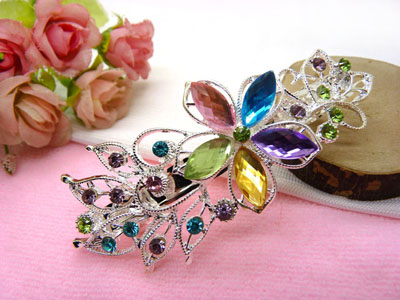 婉馨韩剧同款发饰韩国2015水钻顶夹合金盘发头饰水晶发夹弹簧夹	