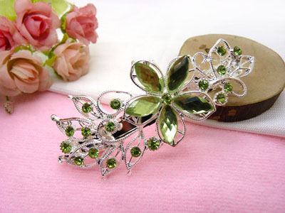 婉馨韩剧同款发饰韩国2015水钻顶夹合金盘发头饰水晶发夹弹簧夹	