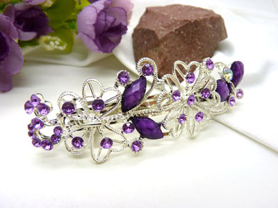 婉馨韩剧同款发饰韩国2015水钻顶夹合金盘发头饰水晶发夹弹簧夹   合金保色 永久闪耀  