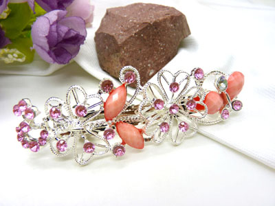 婉馨韩剧同款发饰韩国2015水钻顶夹合金盘发头饰水晶发夹弹簧夹   合金保色 永久闪耀 