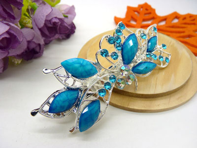 婉馨韩剧同款发饰韩国2015水钻顶夹合金盘发头饰水晶发夹弹簧夹    合金保色 韩国正品