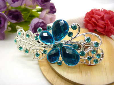 婉馨韩剧同款发饰韩国2015水钻顶夹合金盘发头饰水晶发夹弹簧夹	  韩国正品 合金保色