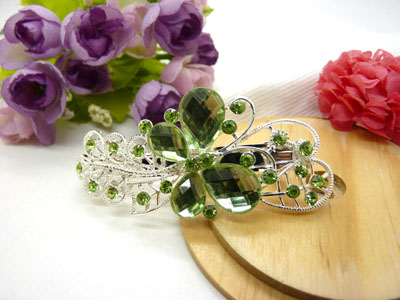 婉馨韩剧同款发饰韩国2015水钻顶夹合金盘发头饰水晶发夹弹簧夹   合金保色 韩国正品 