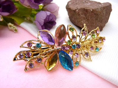 婉馨韩剧同款发饰韩国2015水钻顶夹合金盘发头饰水晶发夹弹簧夹	 合金保色 韩国正品