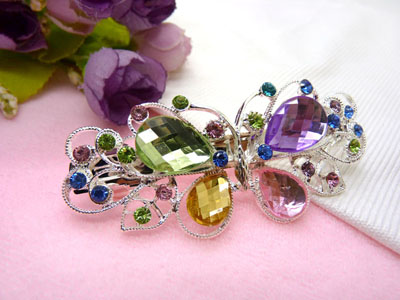 婉馨韩剧同款发饰韩国2015水钻顶夹合金盘发头饰水晶发夹弹簧夹	合金保色 韩国正品