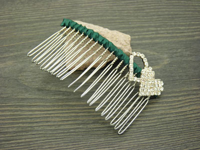 韩版布艺水钻蝴蝶盘发插梳刘海发梳 -合金锆石布艺发梳	