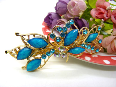 婉馨韩剧同款发饰韩国2015水钻顶夹合金盘发头饰水晶发夹弹簧夹