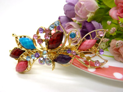 婉馨韩剧同款发饰韩国2015水钻顶夹合金盘发头饰水晶发夹弹簧夹	合金保色 韩国正品