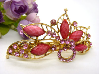 婉馨韩剧同款发饰韩国2015水钻顶夹合金盘发头饰水晶发夹弹簧夹