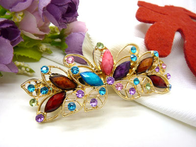 2015水钻顶夹合金盘发头饰水晶发夹弹簧夹	合金保色 韩国正品