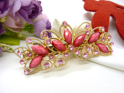 2015水钻顶夹合金盘发头饰水晶发夹弹簧夹	合金保色  韩国正品