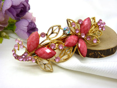 2015水钻顶夹合金盘发头饰水晶发夹弹簧夹     合金保色韩国正品