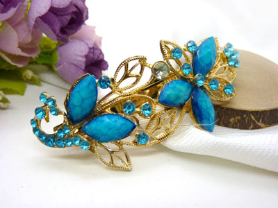 2015水钻顶夹合金盘发头饰水晶发夹弹簧夹  韩国正品 合金保色