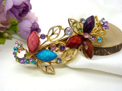 2015水钻顶夹合金盘发头饰水晶发夹弹簧夹	合金保色 韩国正品