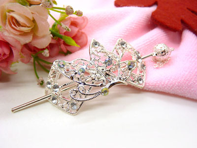 韩国正品 合金保色  复古藏银蝴蝶步摇发簪子-双层插针-25号	