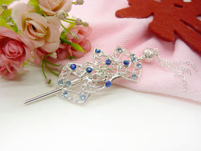 韩国正品 合金保色  复古藏银蝴蝶步摇发簪子-双层插针-25号	