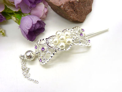 韩国正品 合金保色  复古藏银蝴蝶步摇发簪子-双层插针-26号