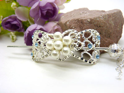 韩国正品 合金保色  复古藏银蝴蝶步摇发簪子-双层插针-26号	