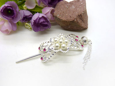 韩国正品  合金保色复古藏银蝴蝶步摇发簪子-双层插针-26号	