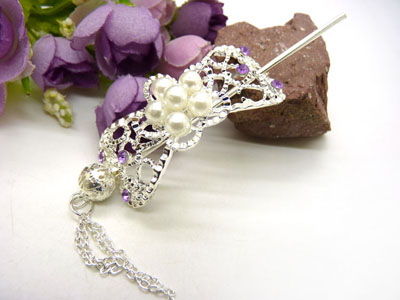 韩国正品  合金保色复古藏银蝴蝶步摇发簪子-双层插针-26号	