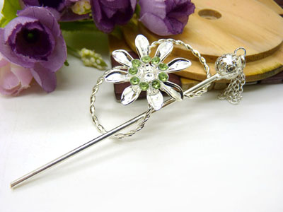 韩国正品  合金保色复古藏银蝴蝶步摇发簪子-单层插针-23号