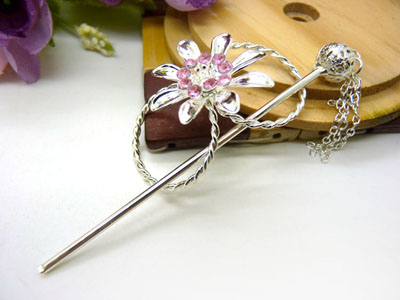韩国正品 合金保色 复古藏银蝴蝶步摇发簪子-单层插针-23号