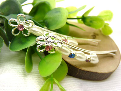 韩国正品  合金保色 水钻珍珠几何波浪形边夹刘海夹对夹发夹-14号