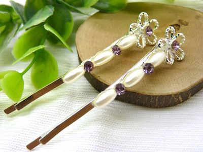 韩国正品 合金保色水钻珍珠几何波浪形边夹刘海夹对夹发夹-14号	