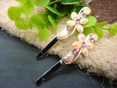 韩国正品  合金保色水钻珍珠几何波浪形边夹刘海夹对夹发夹-12号	