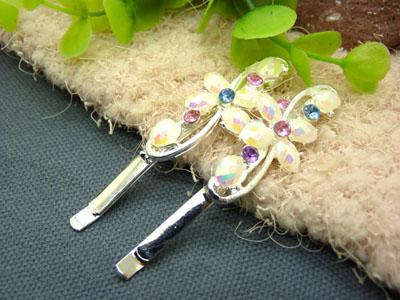 韩国正品 合金保色 水钻珍珠几何波浪形边夹刘海夹对夹发夹-12号	