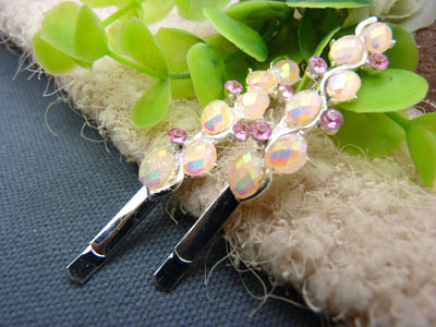 韩国正品 合金保色  水钻珍珠几何波浪形边夹刘海夹对夹发夹-12号	