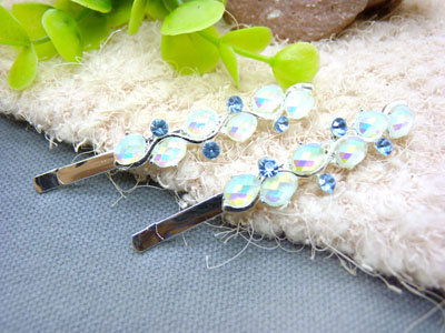 韩国正品 合金保色 水钻珍珠几何波浪形边夹刘海夹对夹发夹-12号