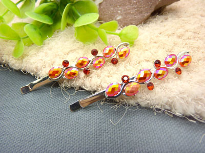 韩国正品 合金保色水钻珍珠几何波浪形边夹刘海夹对夹发夹-12号	