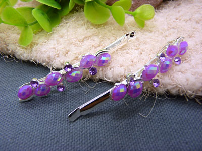 韩国正品 合金保色水钻珍珠几何波浪形边夹刘海夹对夹发夹-12号	