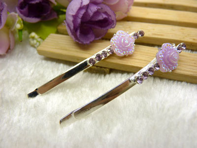 韩国正品 合金保色  水钻发夹 花朵边夹 合金对夹发卡子-7号	