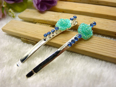 韩国正品 合金保色水钻发夹 花朵边夹 合金对夹发卡子-7号	