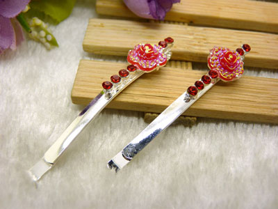韩国正品 合金保色 水钻发夹 花朵边夹 合金对夹发卡子-7号	