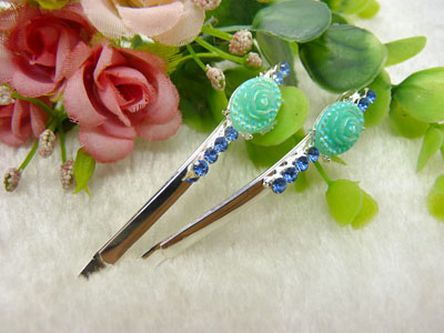 韩国正品  合金保色水钻发夹 花朵边夹 合金对夹发卡子-7号