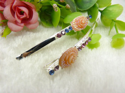 韩国正品 合金保色水钻发夹 花朵边夹 合金对夹发卡子-7号