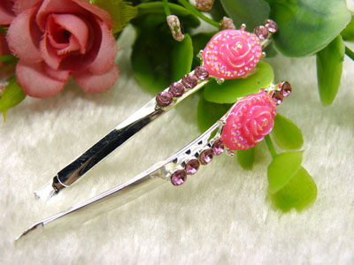 韩国正品 合金保色水钻发夹 花朵边夹 合金对夹发卡子-7号	