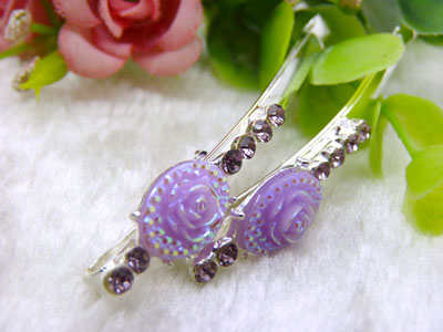 韩国正品 合金保色 水钻发夹 花朵边夹 合金对夹发卡子-7号	