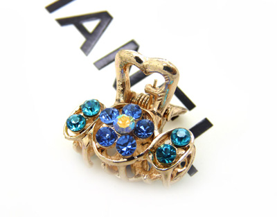 韩版水钻顶夹发爪发夹盘发合金镶钻刘海夹-水钻小爪夹	 