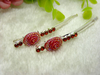 韩国正品 合金保色水钻发夹 花朵边夹 合金对夹发卡子-7号	