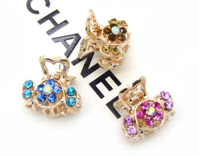 韩版水钻顶夹发爪发夹盘发合金镶钻刘海夹-水钻小爪夹	