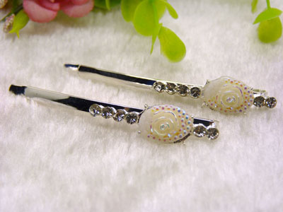 韩国正品 合金保色水钻发夹 花朵边夹 合金对夹发卡子-7号