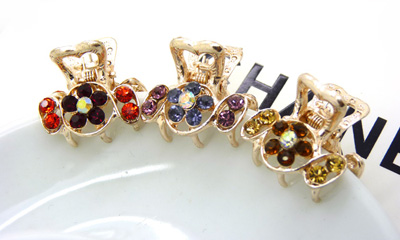 韩版水钻顶夹发爪发夹盘发合金镶钻刘海夹-水钻小爪夹	 