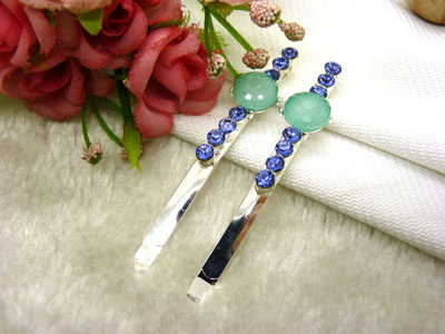 韩国正品  永久闪耀 合金保色 水钻珍珠几何波浪形边夹刘海夹对夹发夹-11号