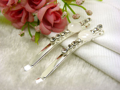 韩国正品 永久闪耀  合金保色  水钻珍珠几何波浪形边夹刘海夹对夹发夹-11号